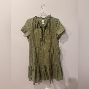 Joie Olive Green Eyelet Midi Dress